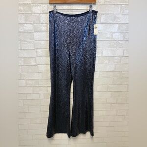 Anthropologie The Joni Blue Sequin Flare Pants NWT Size 12